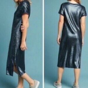 Moulinette Soeurs Anthropologie woman's dress blue sequin Size Medium